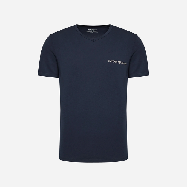Набір футболок бавовняних довгих чоловічих Emporio Armani 3F717111849-11350 S 2 шт Синій/Бежевий з принтом (8057767239626) - зображення 6