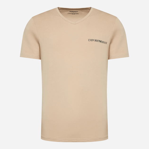 Набір футболок бавовняних довгих чоловічих Emporio Armani 3F717111849-11350 M 2 шт Синій/Бежевий з принтом (8057767239619) - зображення 5