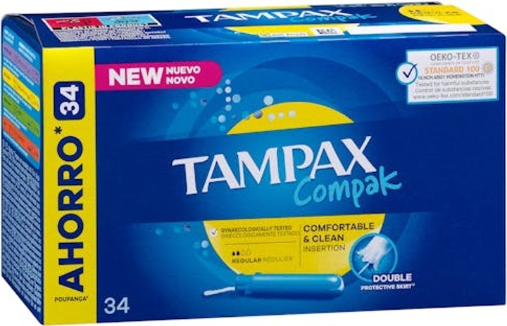 Тампони Tampax Compak Regular 34 шт (8006540463239) - зображення 1