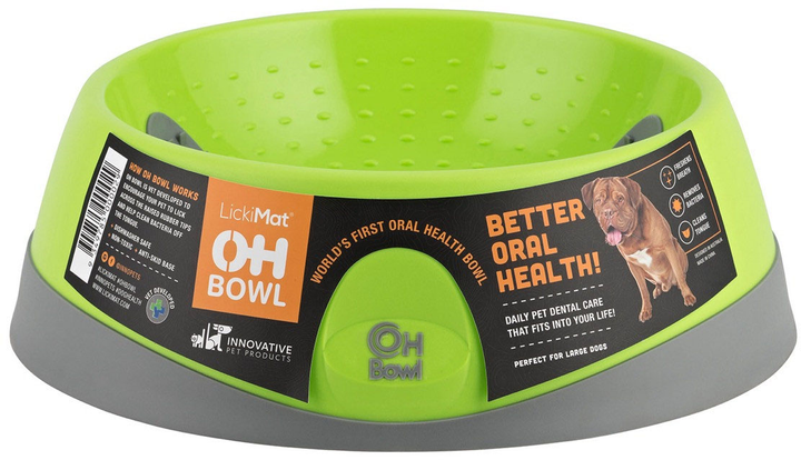 Miska dla psów LickiMat Dog Bowl Oral Hygiene Bowl L 27 x 9 cm 1000 ml Green (9349785000029) - obraz 1