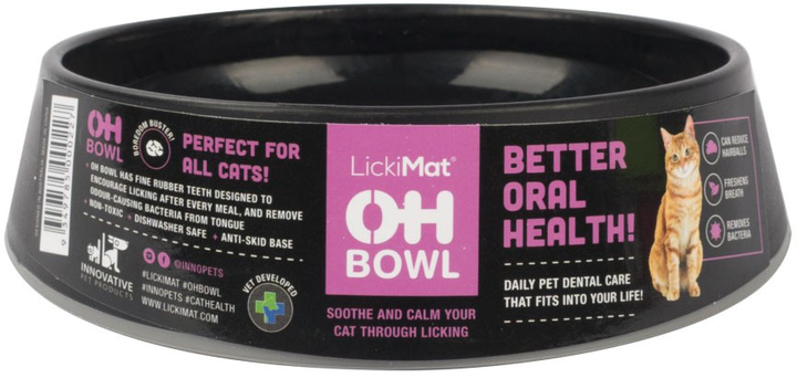 Miska dla kota LickiMat Cat Oral Hygiene Bowl 15 x 4.6 cm 250 ml Black (9349785000227) - obraz 1