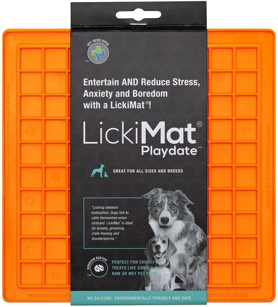 Mata na smakołyki dla psów LickiMat Dog Bowl Playdate 20 x 20 cm Orange (9349785000463) - obraz 1