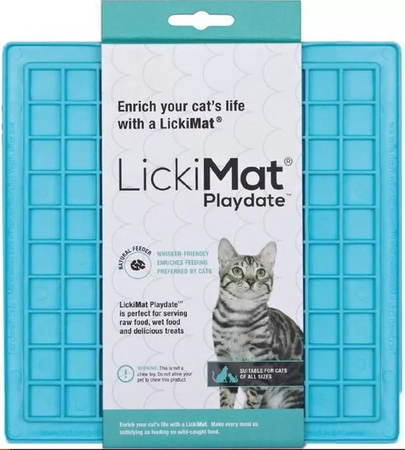 Mata na smakołyki dla kotów LickiMat Cat Playdate 20 x 20 cm Light Blue (9349785000807) - obraz 1