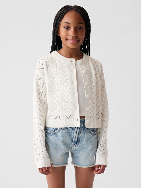 Sweter rozpinany dla dziewczynki GAP 881467-03 99-114 cm Biały (1200133188852) - obraz 1