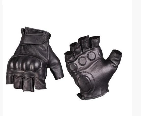 Перчатки беспалые перчатки черные кожа Mil-Tec Германия р. Л и М - изображение 1