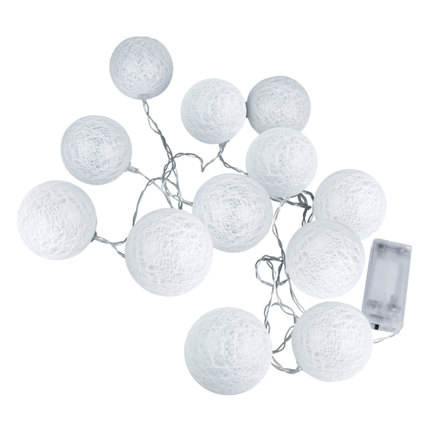 Girlanda LED 12 x biale kule DPM 1.5 m GR0202 (5906881219539) - obraz 1