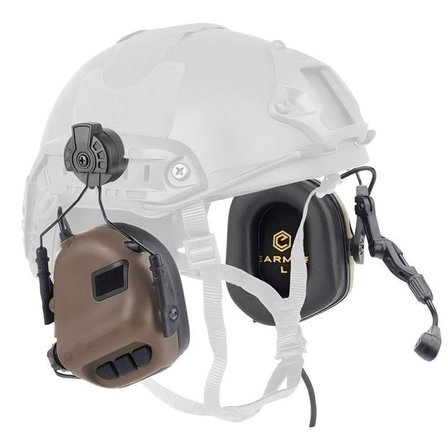 Активні захисні навушники Earmor M32H MOD3 (CB) Coyote Brown з гарнітурою та кріпленням на шолом - зображення 2