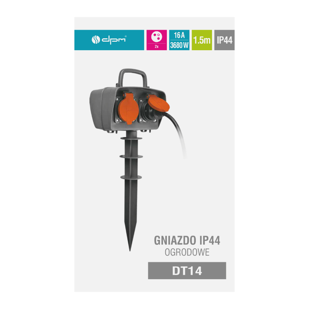 Slupek ogrodowy elektryczny DPM  2 gniazda 1.5 m DT14 (5906881215456) - obraz 5