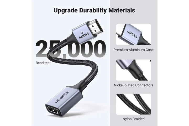 Кабель HDMI 8K UGREEN HD165 удлинитель HDMI 2.1 8K 60Hz (4K 240Hz) VRR HDR 3D 17 см Черный (15518) - изображение 9