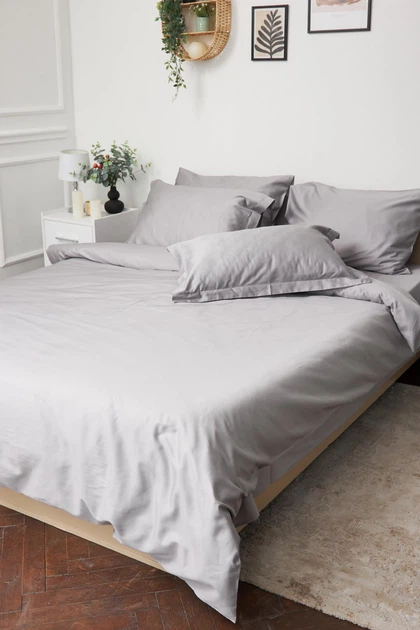 Комплект постельного белья Moon&Star евро 200х220 наволочки 2х40х60 Smoke Satin Premium (MS-820000430) - Фото 3 Комплект постельного белья Moon&Star евро 200х220 наволочки 2х40х60 Smoke Satin Premium (MS-820000430) - изображение 3
