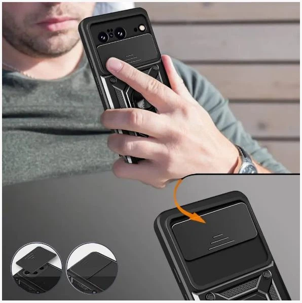 Чохол Camshield з кільцем-підставкою на Google Pixel 8 (black) - Фото 3 Чохол Camshield з кільцем-підставкою на Google Pixel 8 (black) - зображення 3