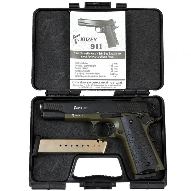 Стартовый пистолет KUZEY 911#2 Black/Green Grips - изображение 5