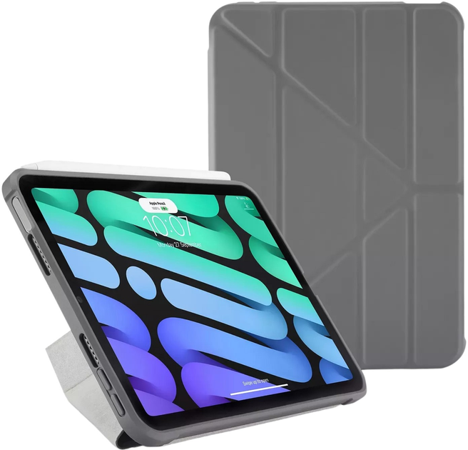 Etui Pipetto do Apple iPad mini 6 Origami Dark Gray (P055-50-S) - obraz 1