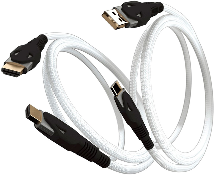 Zestaw kabli Gioteck Premium HDMI - HDMI + HDMI - USB Type-C 3 m / 2 m White (0812313019347) - obraz 1