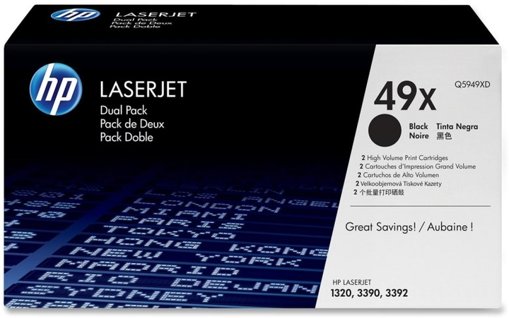 Zestaw tonerow HP 49X Q5949XD laserowy Black 2 x 6000 stron (Q5949XD) - obraz 1