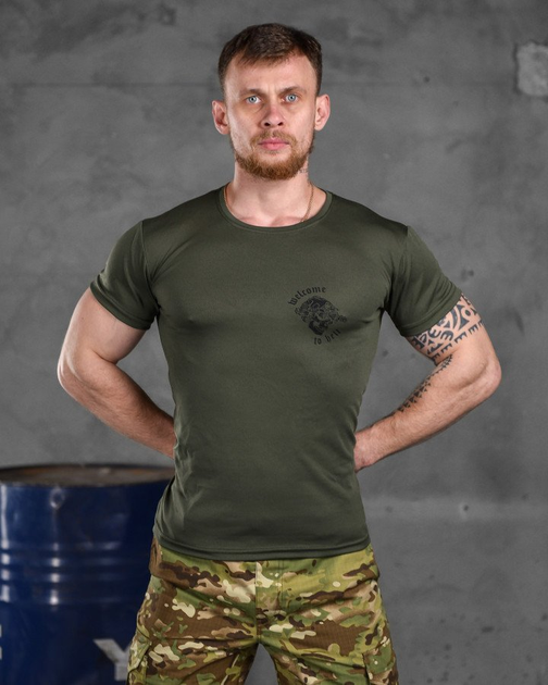 Тактическая потоотводящая футболка odin олива welcome XL - изображение 1