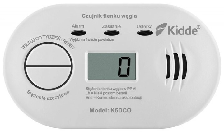 Детектор чадного газу на батарейках з дисплеєм Kidde K5DCO (KID-K5DCO) - зображення 1