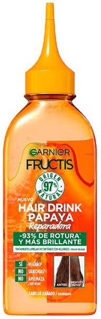 Odżywka do włosów Garnier Instant Lamellar Treatment Fructis Hairfood Drink Papaya 200 ml (3600542502764) - obraz 1