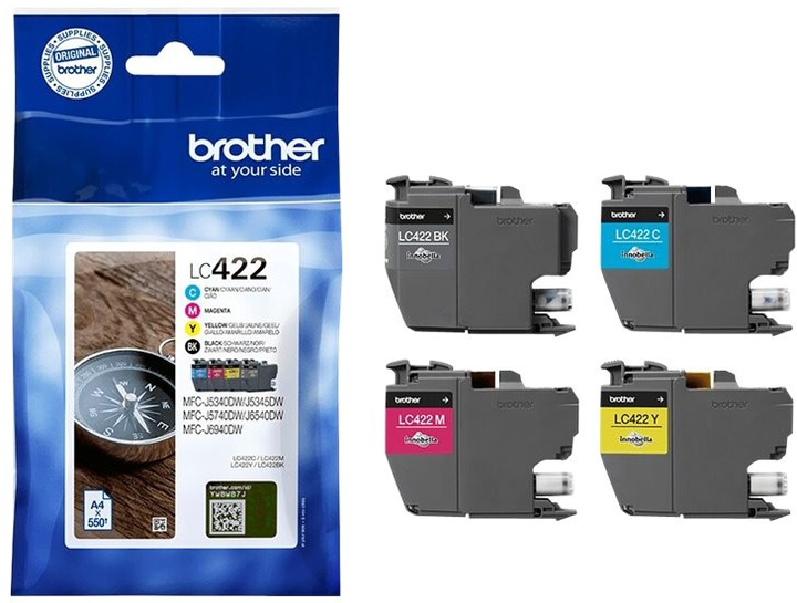 Zestaw tuszy Brother LC422VAL Ink Cartridge Multipack 4 x 550 stron (LC422VAL) - obraz 2