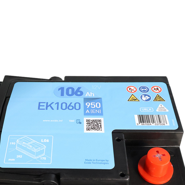 Автомобильный аккумулятор EXIDE Start-Stop AGM (EK1060) 106Аh 950A R+ (L6) - изображение 4