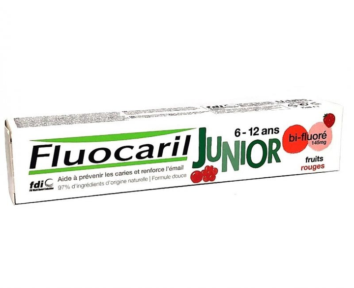 Дитяча зубна паста Fluocaril Junior Red Fruits 6-12 років 75 мл (8001090346865) - зображення 1