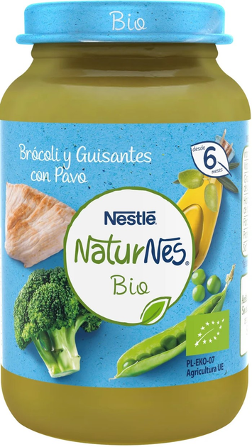 Пюре для дітей овочеве Nestle Naturnes Bio Broccoli Pea and Turkey Tart від 6 місяців 190 г (7613037548716) - зображення 1