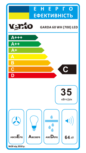 Витяжка Ventolux GARDA 60 WH (700) LED - зображення 8