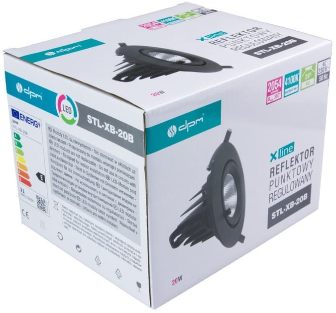 Reflektor LED DPM X-Line punktowy regulowany podtynkowy 20 W 2054 lm czarny (STL-XB-20B) - obraz 10