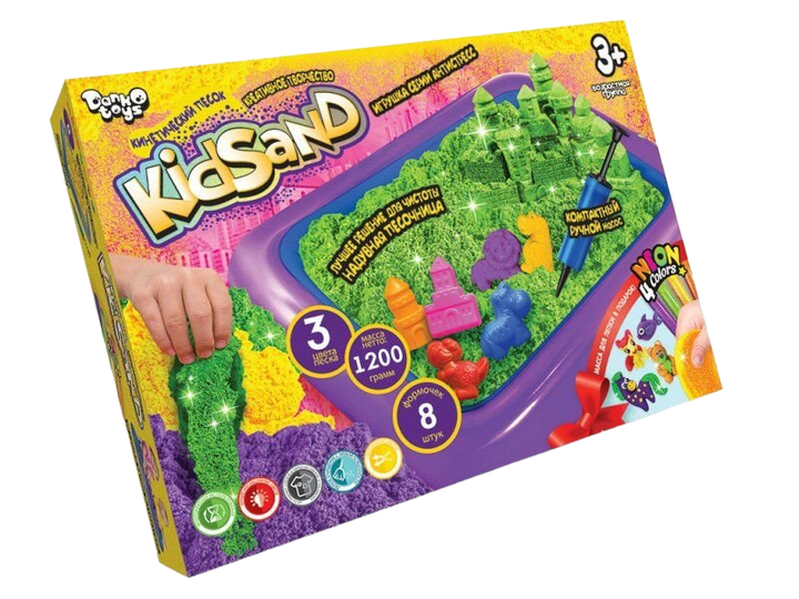 Набір для творчості Кінетичний пісок "KidSand" 1200г з пісочницею Danko Toys - Фото 1 Набір для творчості Кінетичний пісок "KidSand" 1200г з пісочницею Danko Toys - зображення 1