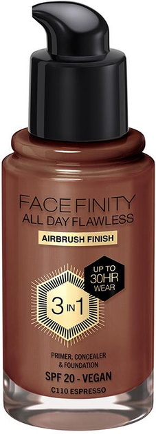 Podkład do twarzy Max Factor Facefinity All Day Flawless 3 in 1 Foundation SPF 20 C110 Espresso 30 ml (3616303999698) - obraz 1