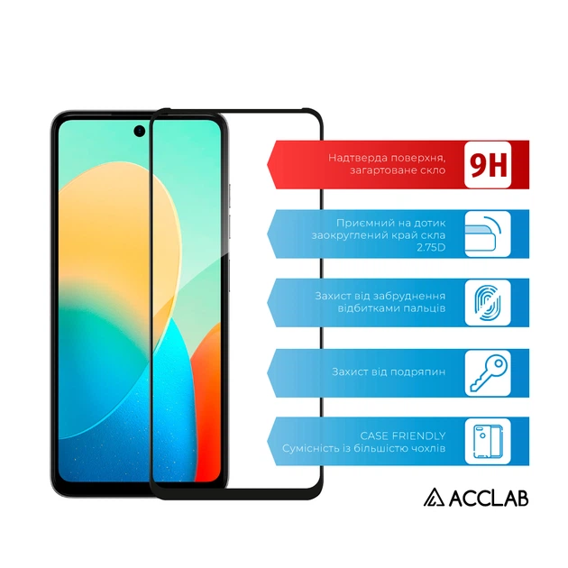 Защитное стекло для смартфона Tecno Spark Go 2024/Spark 20/Spark 20C ACCLAB 9H Black (1283126589096) - изображение 3