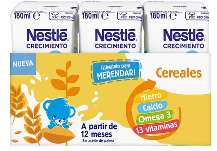 Mieszanka dla niemowląt Nestle Growth Milk 1+ Cereal 3 szt 180 ml (7613039476505) - obraz 1