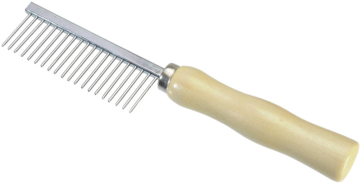 Гребінь для розчісування шерсті Camon з дерев'яною ручкою 21 зубець 17 см (8019808187440) - зображення 1