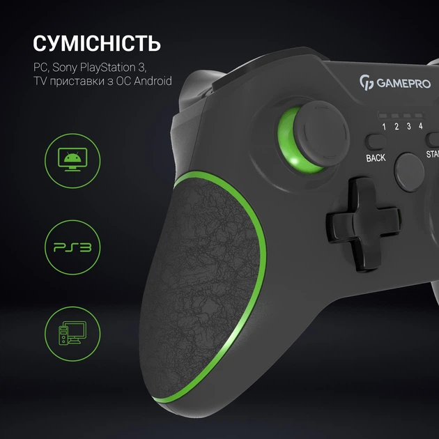 Бездротовий геймпад GamePro MG650B Black-Green - зображення 17
