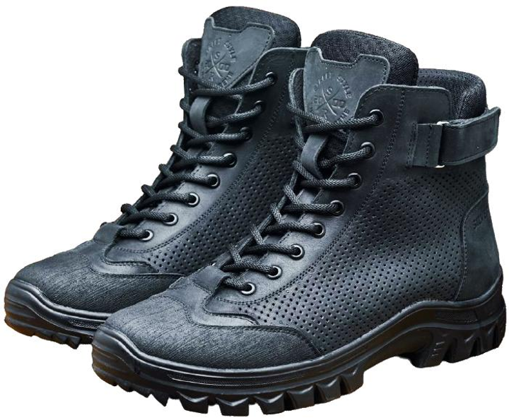 Берці літні тактичні черевики PAV 908 чорні шкіряні сітка перфоровані 43 - зображення 1