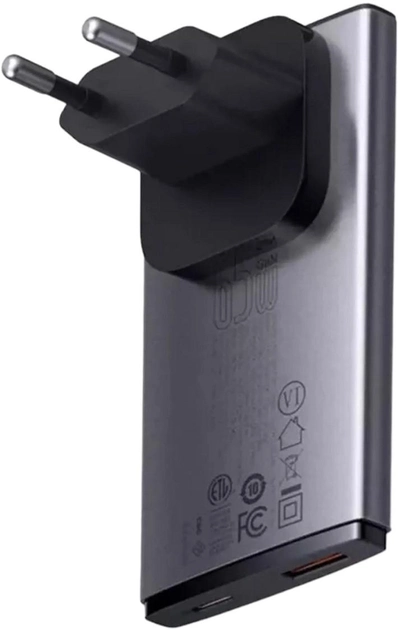 Зарядний пристрій для телефону Baseus 65W USB Type-C Black (CCGP150113) - зображення 1