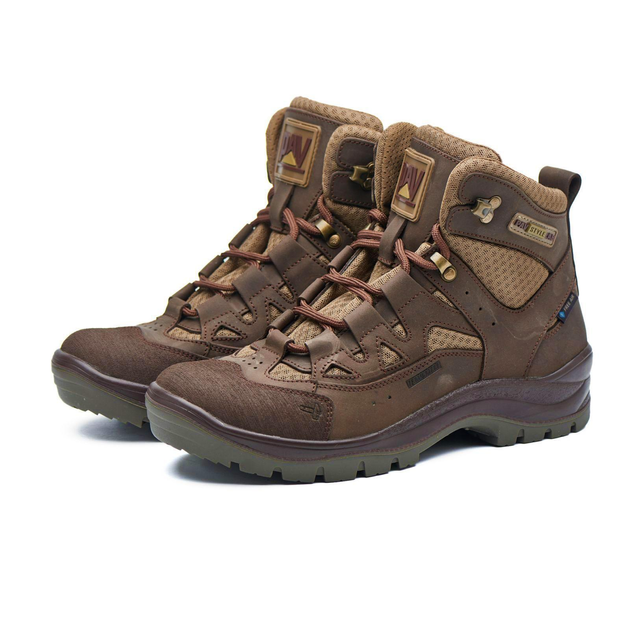 Берцы летние тактические ботинки PAV 501 коричневые кожаные сетка Fresh Air 42 - изображение 1