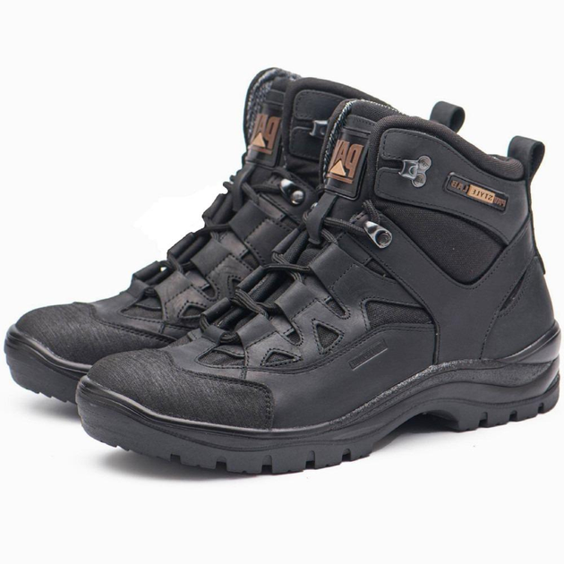 Берці демісезонні тактичні черевики PAV 501 чорні шкіряні з мембраною Winterfrost 45 - зображення 1