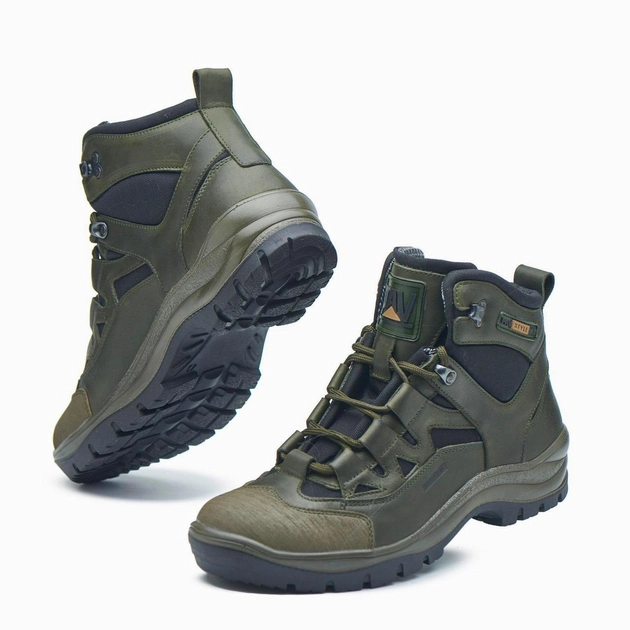 Берці демісезонні тактичні черевики PAV 501 олива хакі шкіряні з мембраною Winterfrost 45 - зображення 2
