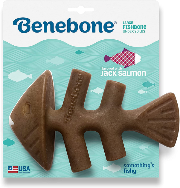 Іграшка для собак зі смаком лосося Benebone Fishbone 16 см Brown (0810054210085) - зображення 1