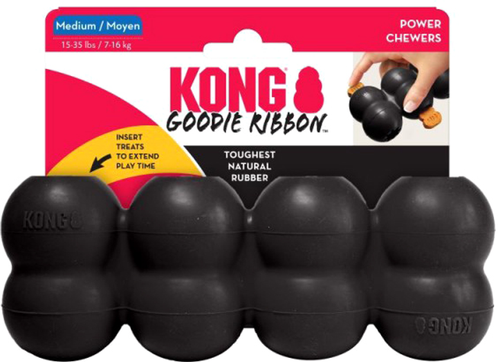 Іграшка для собак Kong Extreme Goodie Ribbon Medium 14 см Black (0035585356396) - зображення 1