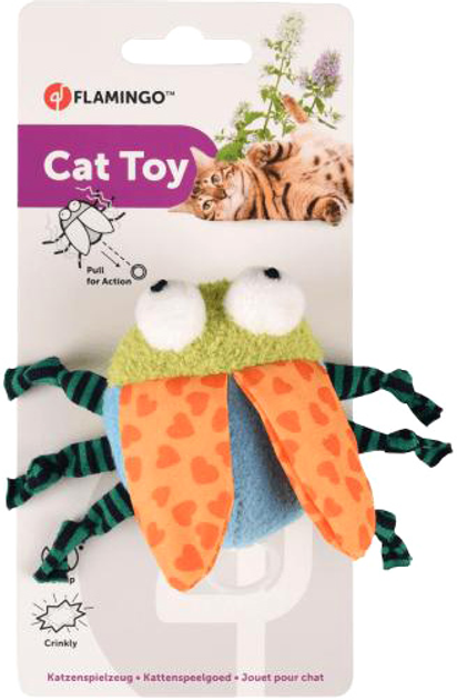 Zabawka dla kotów z dźwiękiem + kocimiętka Flamingo Yowly Beetle 13 cm Multicolour (5400585133783) - obraz 1