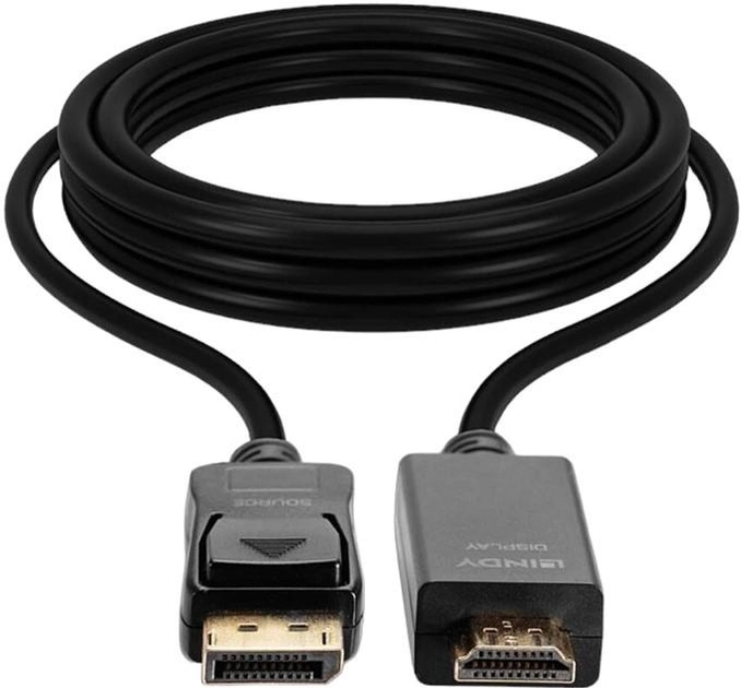 Кабель Lindy DisplayPort - HDMI 2 м Black (4002888369220) - зображення 1