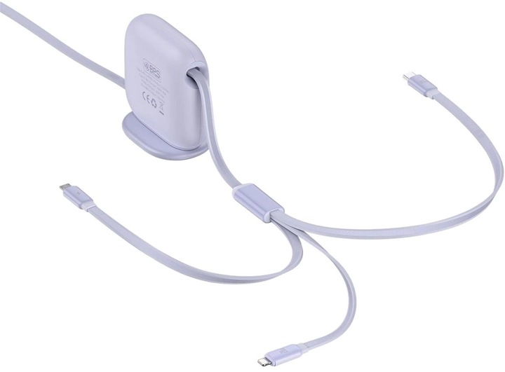 Kabel Baseus 3 w 1 USB Type-C - Apple Lightning / micro-USB / USB Type-C 1.7 m Purple (CAQY000005) - obraz 2