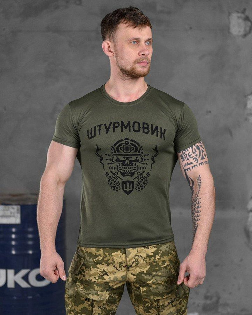 Тактична чоловіча футболка потовідвідна Штурмовик M олива (85832) - зображення 1