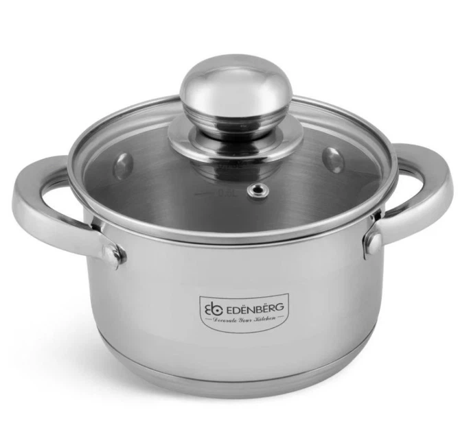 Кастрюля Edenberg из нержавеющей стали с крышкой 1.3 л (EB-3002) - изображение 3