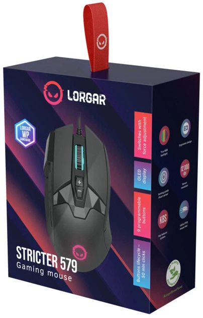 Mysz Lorgar Stricter 579 RGB LCD USB Black (LRG-GMS579) - obraz 7