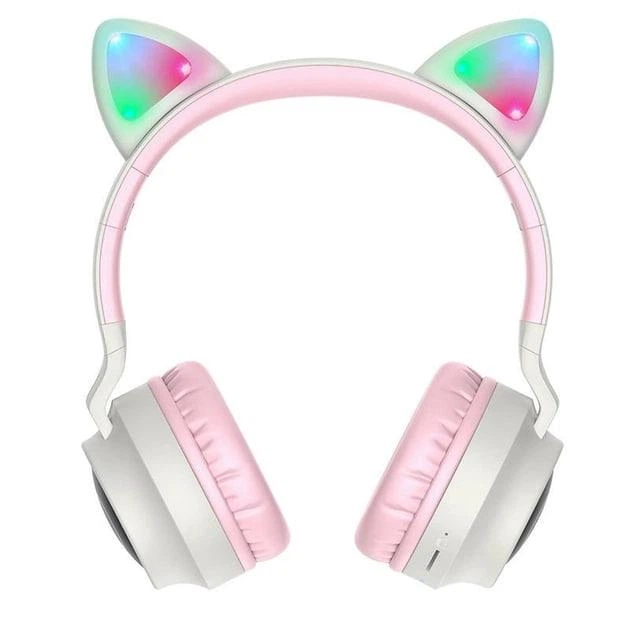 Дитячі Bluetooth навушники з вушками котика Hoco W27 (Сіро-рожеві) - изображение 3