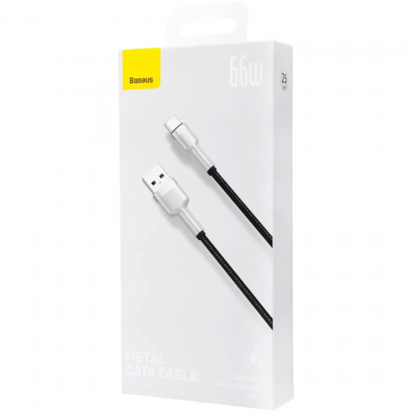 Кабель Baseus Cafule Metal Data USB to Type-C 66W 0.25m Cable Black - Фото 5 Кабель Baseus Cafule Metal Data USB to Type-C 66W 0.25m Cable Black - зображення 5