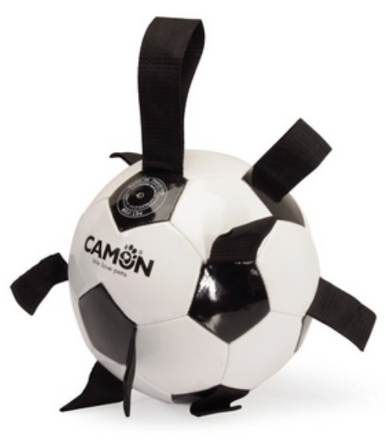 Zabawka dla psów Camon Piłka nożna z uchwytami Czarno-biały 21 cm (8019808233000) - obraz 2